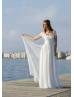 Cap Sleeves Ivory Lace Chiffon Modern Boho Wedding Dress
